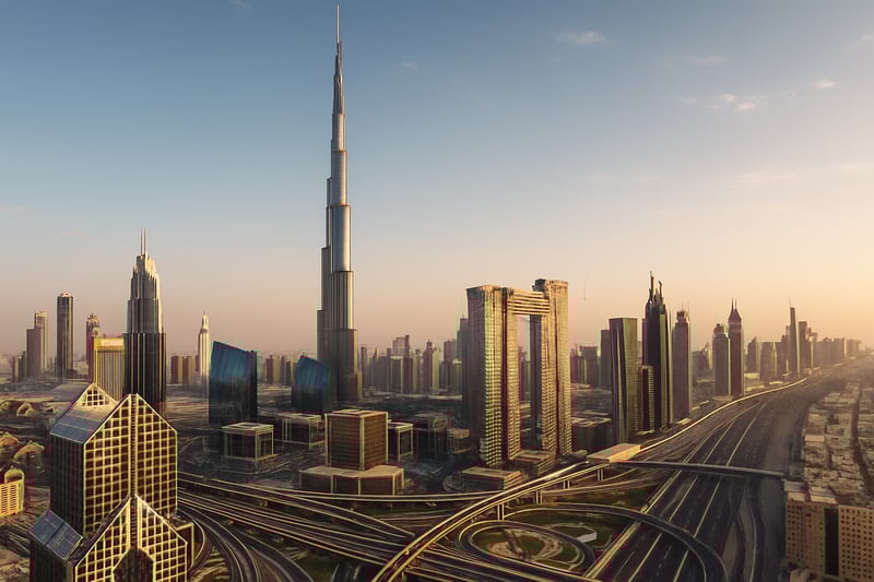 Dubai skyline featuring Burj Khalifa and cityscape Dubai skyline featuring Burj Khalifa and cityscape